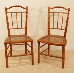 French Antique Cherry Faux Bamboo Chair