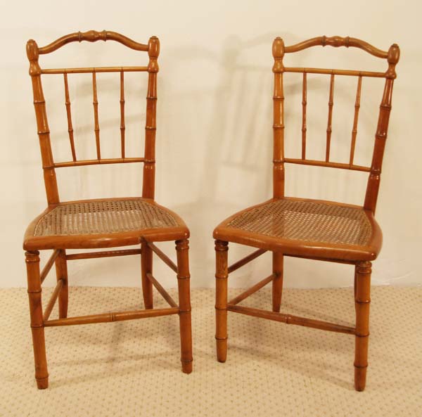  French Antique Cherry Faux Bamboo Chair