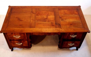 French Antique Cherry Desk, Bureau. 3 panel top