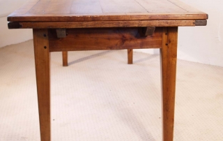 French Antique Ash Farmhouse Table with Side Drawer