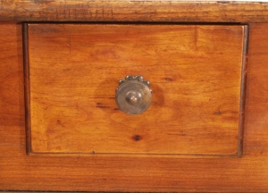 French antique cherry and oak 3 drawer server centre cast iron knob