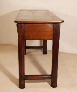 French antique cherry and oak 3 drawer server end elevation