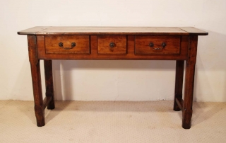 French Antique Cherry and Oak 3 Drawer Server, frot elevation