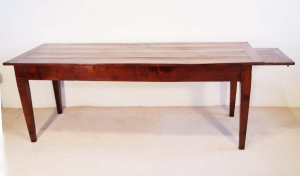 776 French antique cherry dining table end slide and drawer side elevation