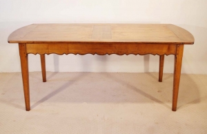 French antique cherry Provence table side elevation