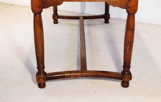 French Antique Cherry Farmhouse Table with Crinoline Stretchers C 1790, crinoline stretchers