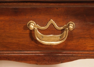 French antique walnut 2 drawer server desk brass drop handle