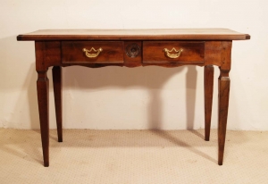 French antique walnut 2 drawer server desk front elevation