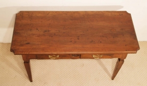 French antique walnut 2 drawer server desk  one plank top