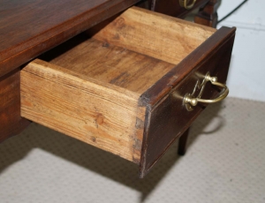 French antique walnut 2 drawer server dovetail drawer