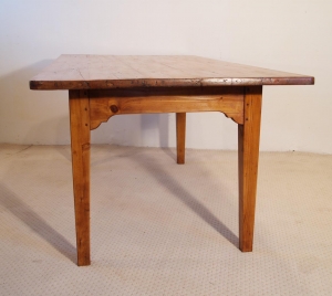 French vintage pine farmhouse kitchen table end