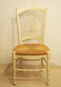 8 french vintage painted rush seat chairs 1