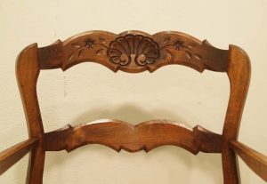 Pair French vintage fauteuil carved top rail  jpg