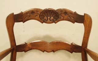 Pair French vintage fauteuil carved top rail  jpg