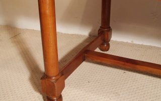Antique French cherry refectory table H stretchers 2