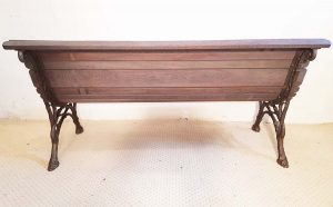 Cast iron bench C1780 with smoked oak slats back 1