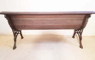 Cast iron bench C1780 with smoked oak slats back 2